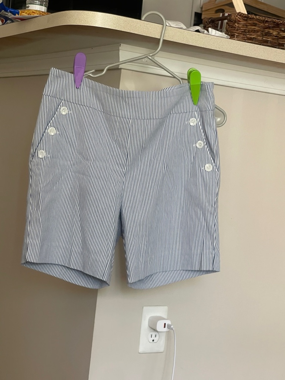 Women's Blue Pinstripe Sailor Shorts